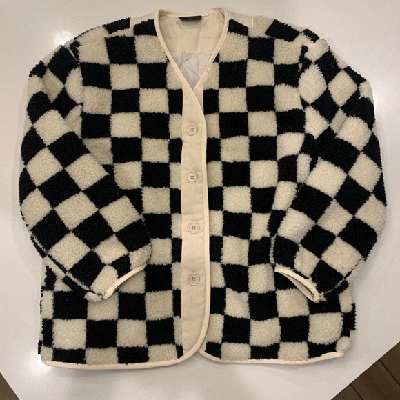 Ascot + Hart Checkered Sherpa Jacket - Picture 3 of 5
